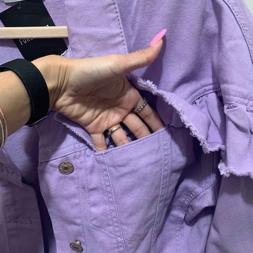 Love Tree Lavender Ruffle Jean Jacket - Picture 6 of 8